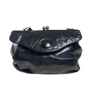 HOBO Black Leather Crossbody Kiss-Lock Frame Bag